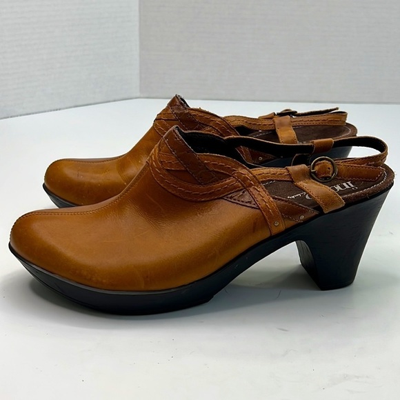 INDIGO by Clark’s brown leather sling back heeled mule size 8.5 - Picture 2 of 14